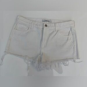J Brand White Jean Shorts with Frayed Hem